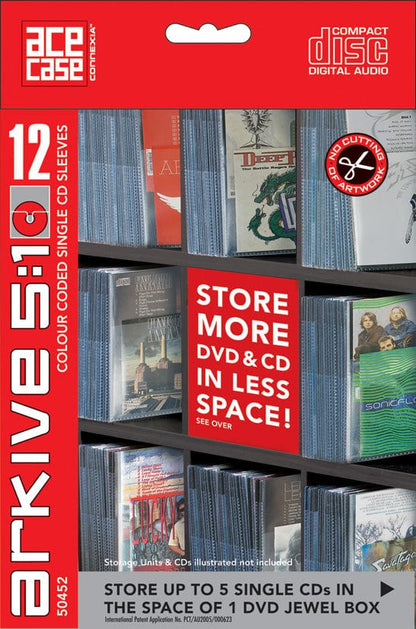 Arkive 5:1 CD Storage Sleeve 12 pack (grey) - MW Direct